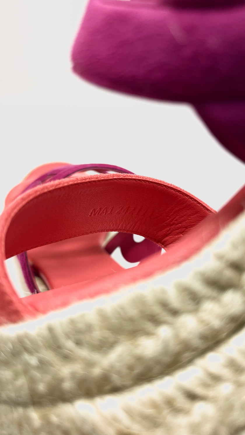 Brand New. Hermes Ithea 30 Pink Espadrille Wedge. 37|10539