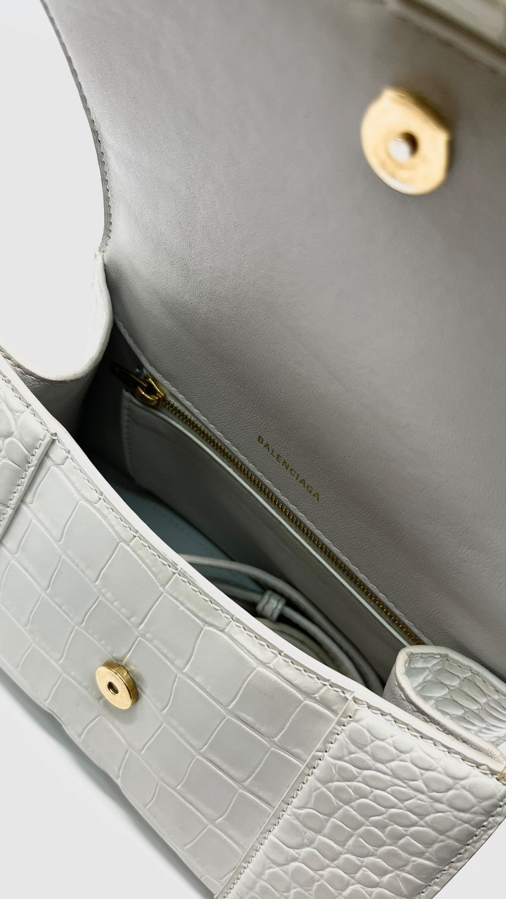 Preowned. Balenciaga Hourglass Croc White GHW|14595