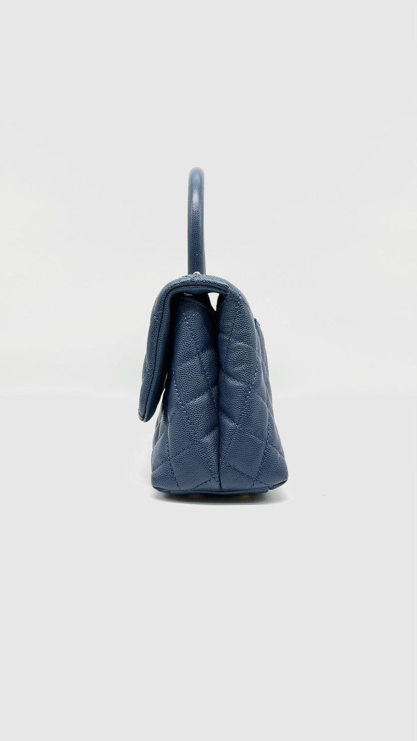 Preowned. Chanel Coco Handle Small Caviar Blue GHW. 24228917|10808