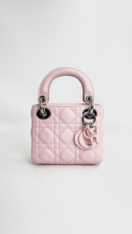 Brand New. Lady Dior Mini Pale Pink. 15-MA-0211|4399