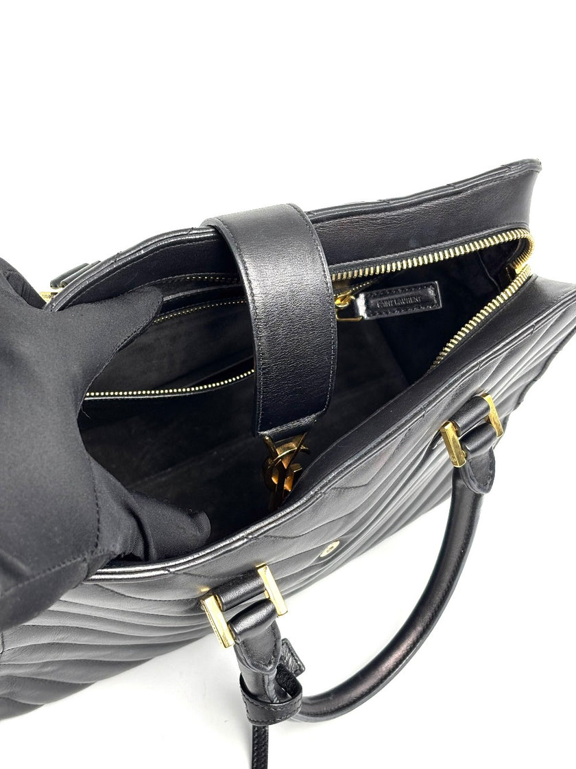 Preowned. YSL Cabas Matelasse Leather Small Black|12447