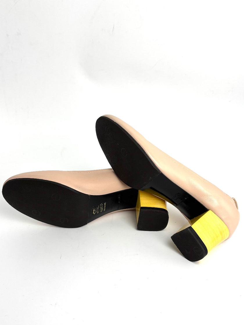 Brand New. Lanvin Low Heel Nude. 37|12783