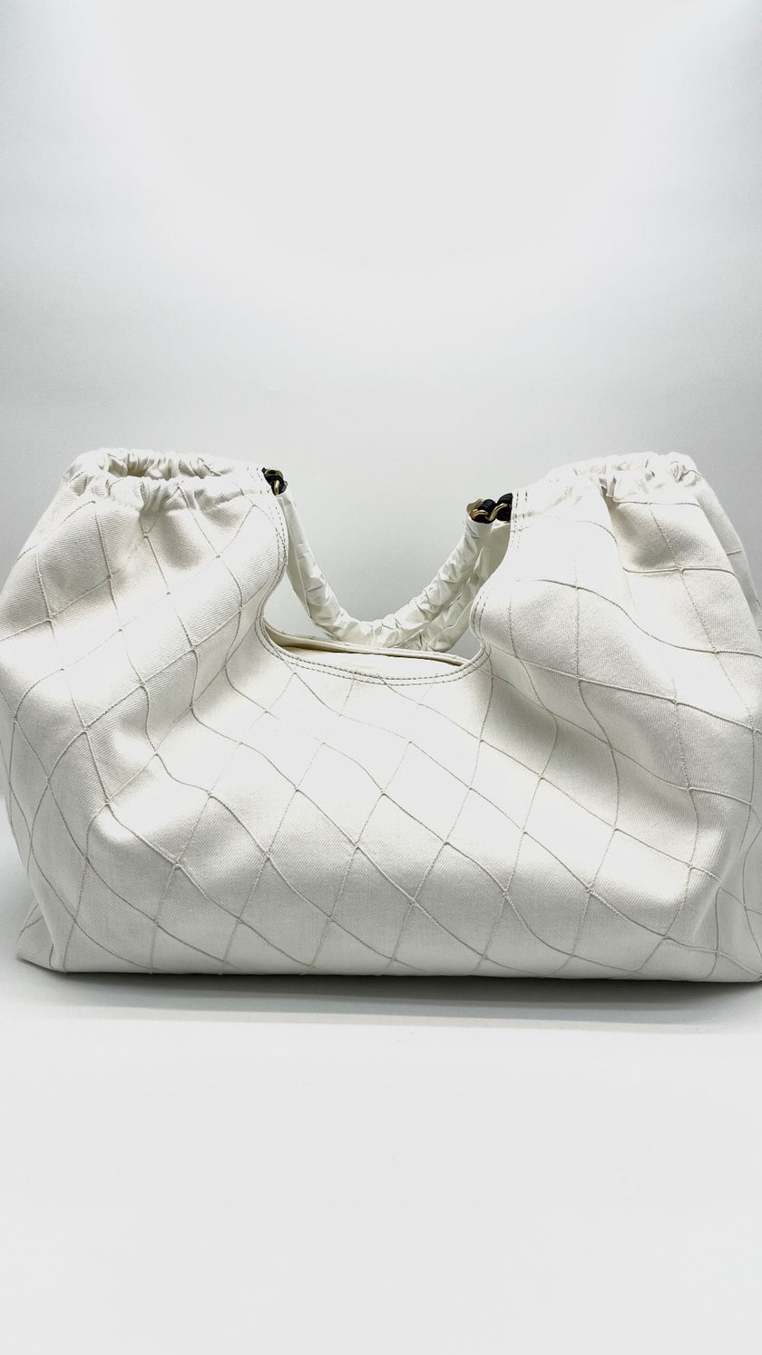 Brand New. Chanel Small Shopping Tote Denim Bag GHW. TNG85AG7|16749