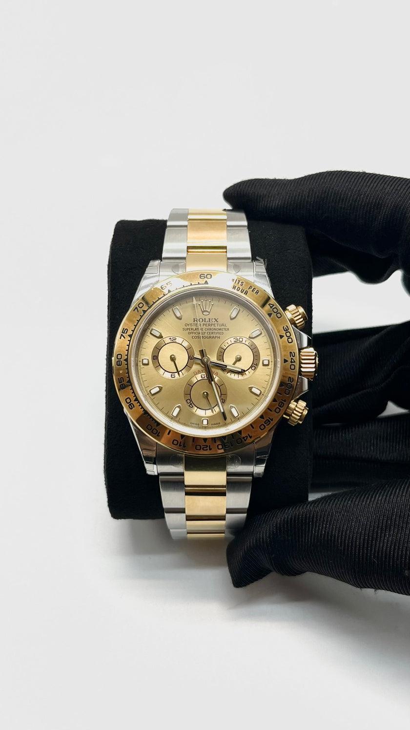 Like New. Rolex Daytona Champagne Dial YG/Steel Oyster Bracelet 40MM 2017|16359