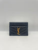 Brand New. YSL Card Holder Black Grained De Poudre GHW|10076