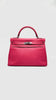 Preowned. Hermes Kelly 32 Bicolor Candy Collection Rose Tyrien/Tosca Epsom PHW. O84.S|11283