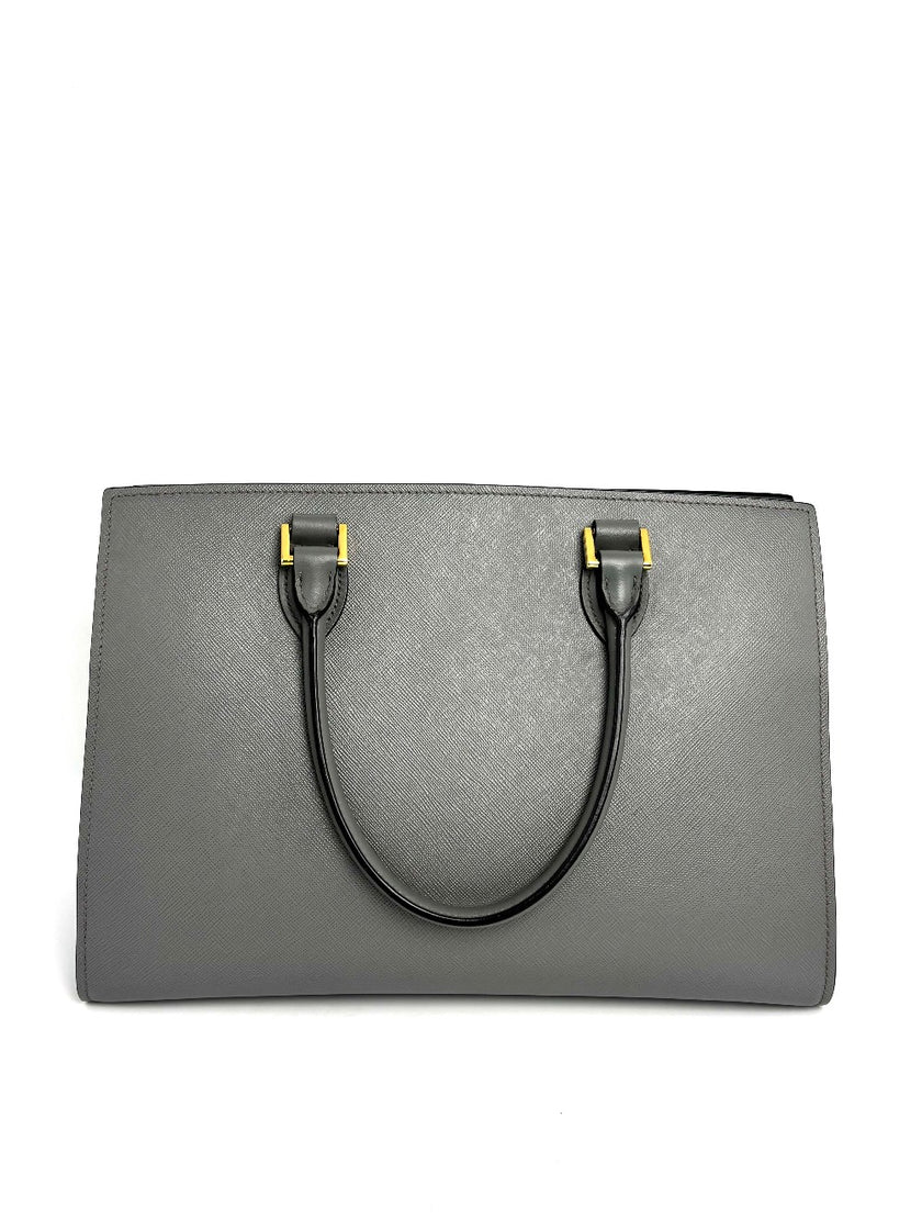Like New. Prada Argilla Two Way Saffiano Gray. 158D|12353