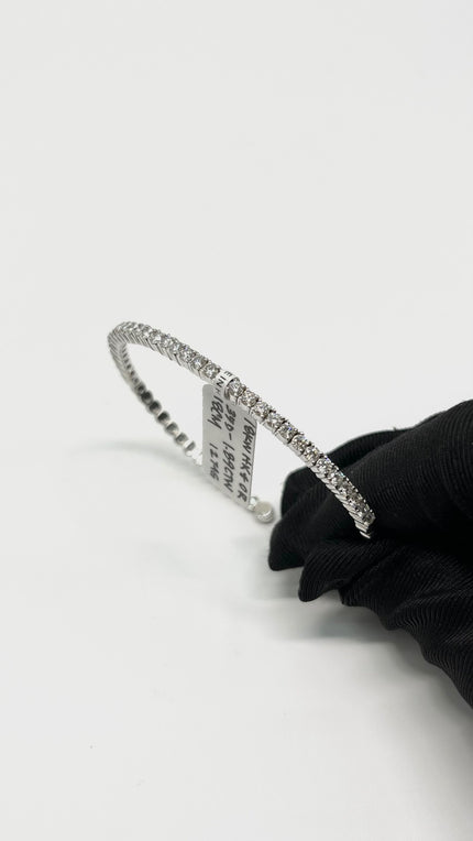 Brand New. HK Setting Tennis Cuff Bangle 18k WG1.89 TCW|13490