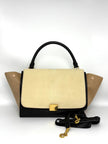 Preowned. Celine Trapeze Medium Tricolor Calf Leather and Pony Hair|8199