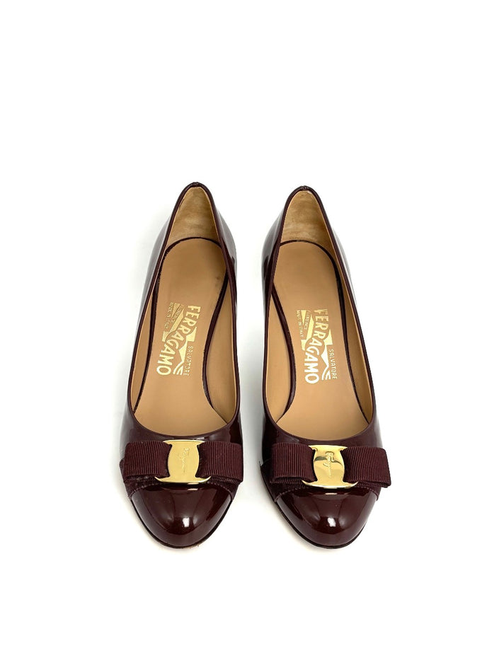 Preowned. Ferragamo Low Heel Bordeaux. 36.5|12565
