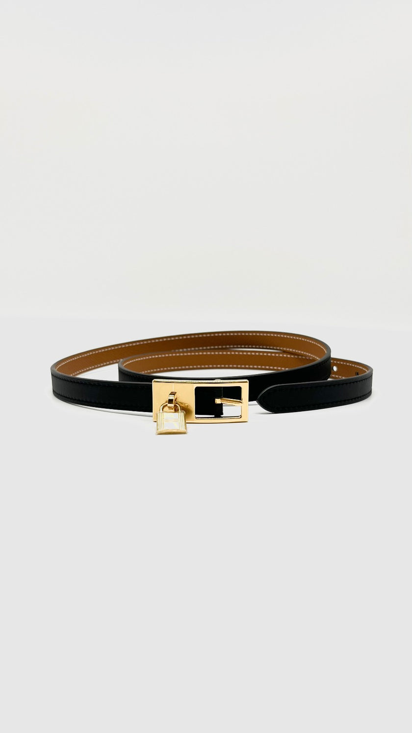 Brand New. Hermes Lucky 15 Belt Black GHW|9977