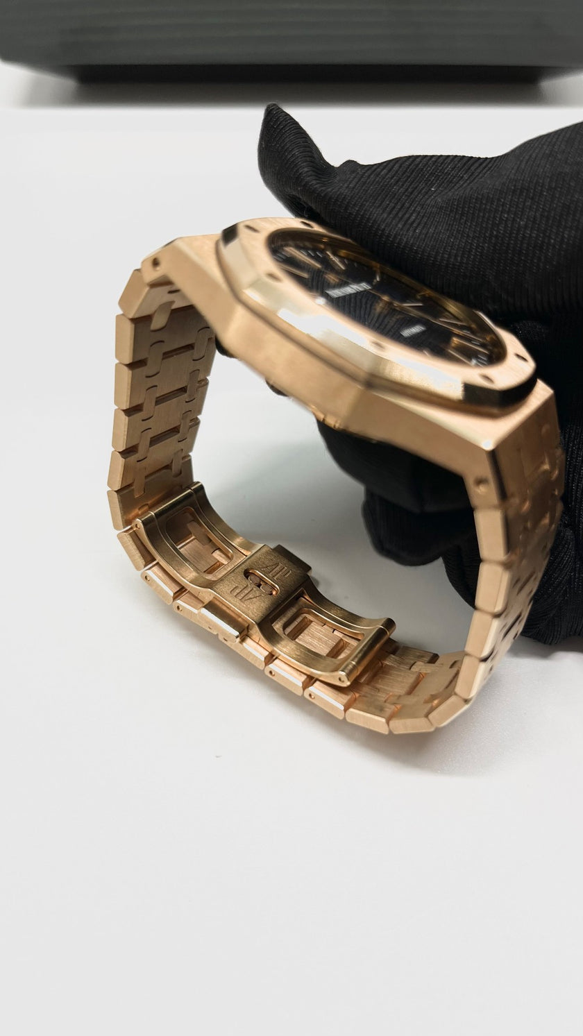 Preowned. AP Royal Oak Full Rosegold Blue Dial 41MM 2016 17+4 Links|11465