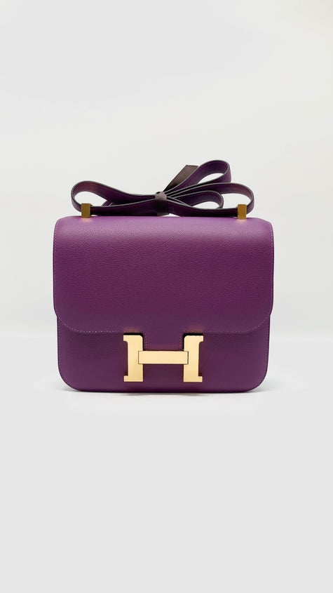 Unused. Hermes Constance 24 Anemone Evercolor GHW. DIS 789 AH|7803