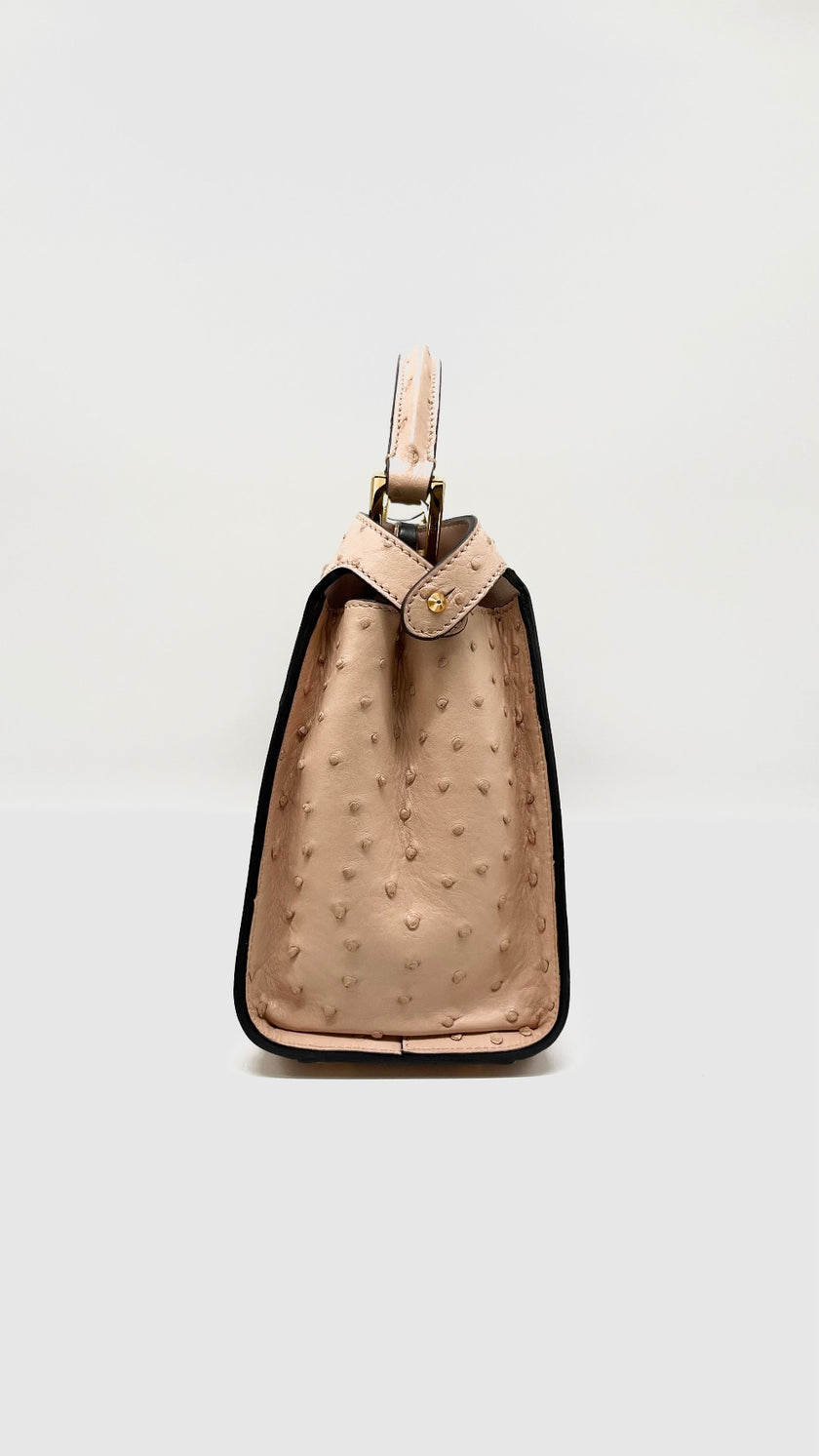Brand New. Fendi Peekaboo Small Ostrich Pink|7843