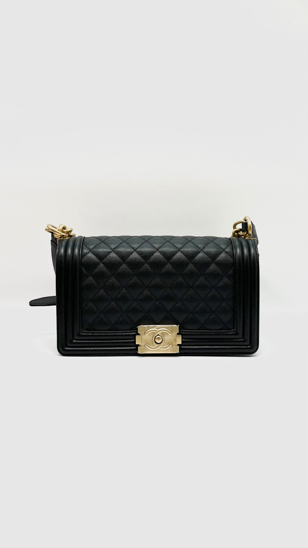 Brand New. Chanel Leboy Old Medium Black Caviar GHW. GN3XPEXG|9839