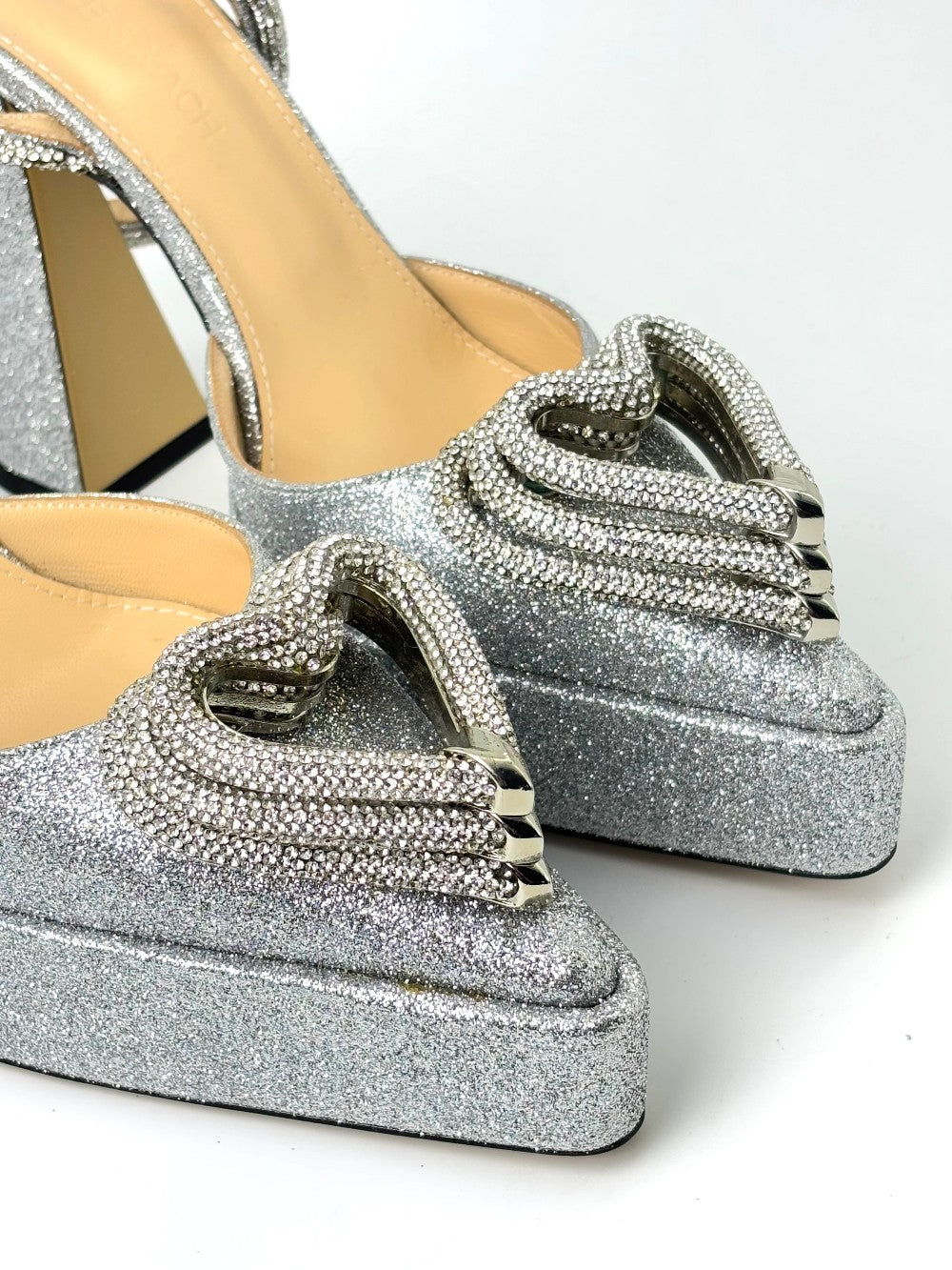 Brand New. Mach&Mach Heel Glitter Silver. 35.5|7416