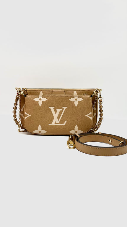 Like New. LV Multi Pochette Bicolor Monogram Empriente Arizona/Beige GHW. MCHIP|8567