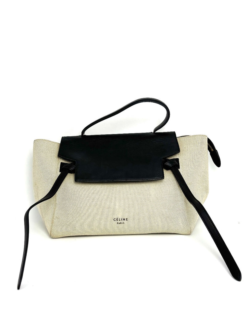 Preowned. Celine Belt Canvass Beige|11752