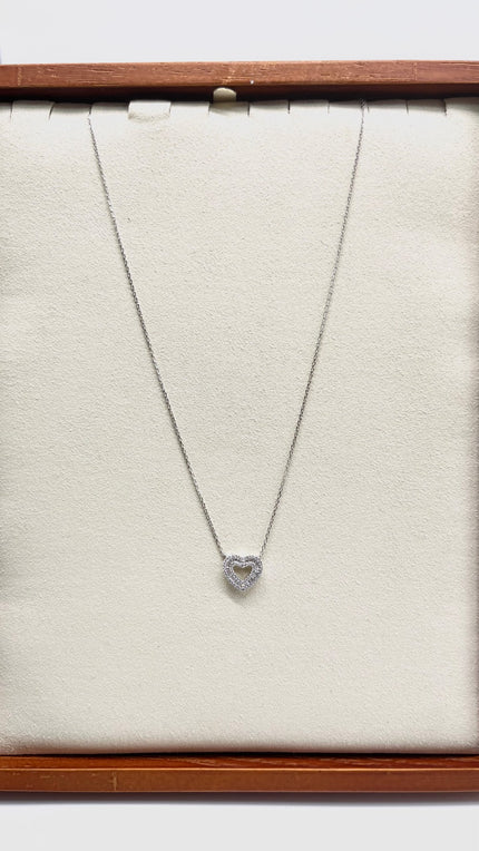 Brand New. Heart Shape Diamond necklace 0.28Ct 16-18 inches length HK 18k White Gold|10930