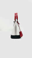 Preowned. LV Alma BB Epi White/Black Red Handle SHW. AA0240|10826
