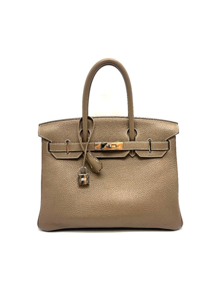 Preowned. Birkin 30 Etoupe Clemence PHW. NB28|17479