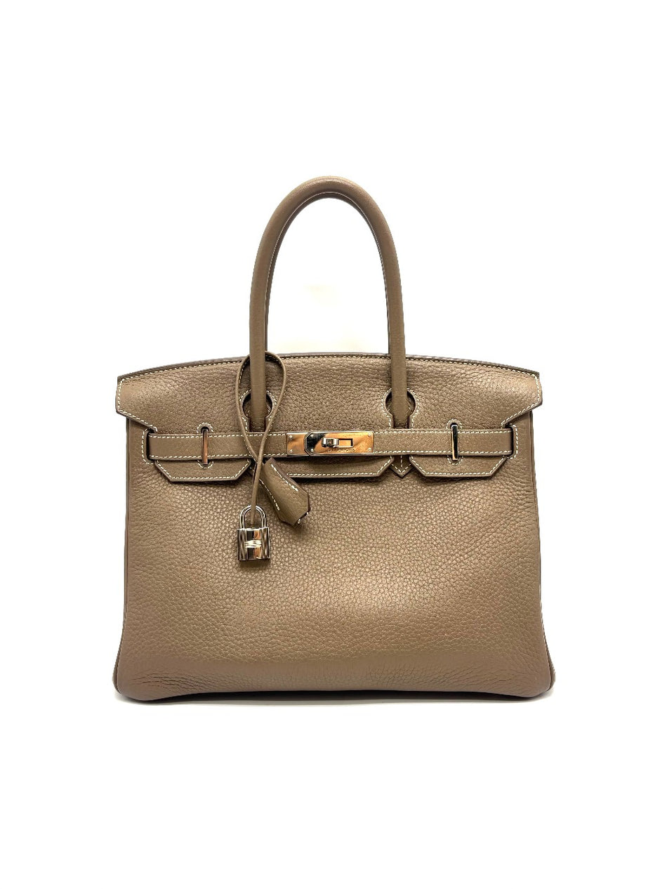 Preowned. Birkin 30 Etoupe Clemence PHW. NB28|17479