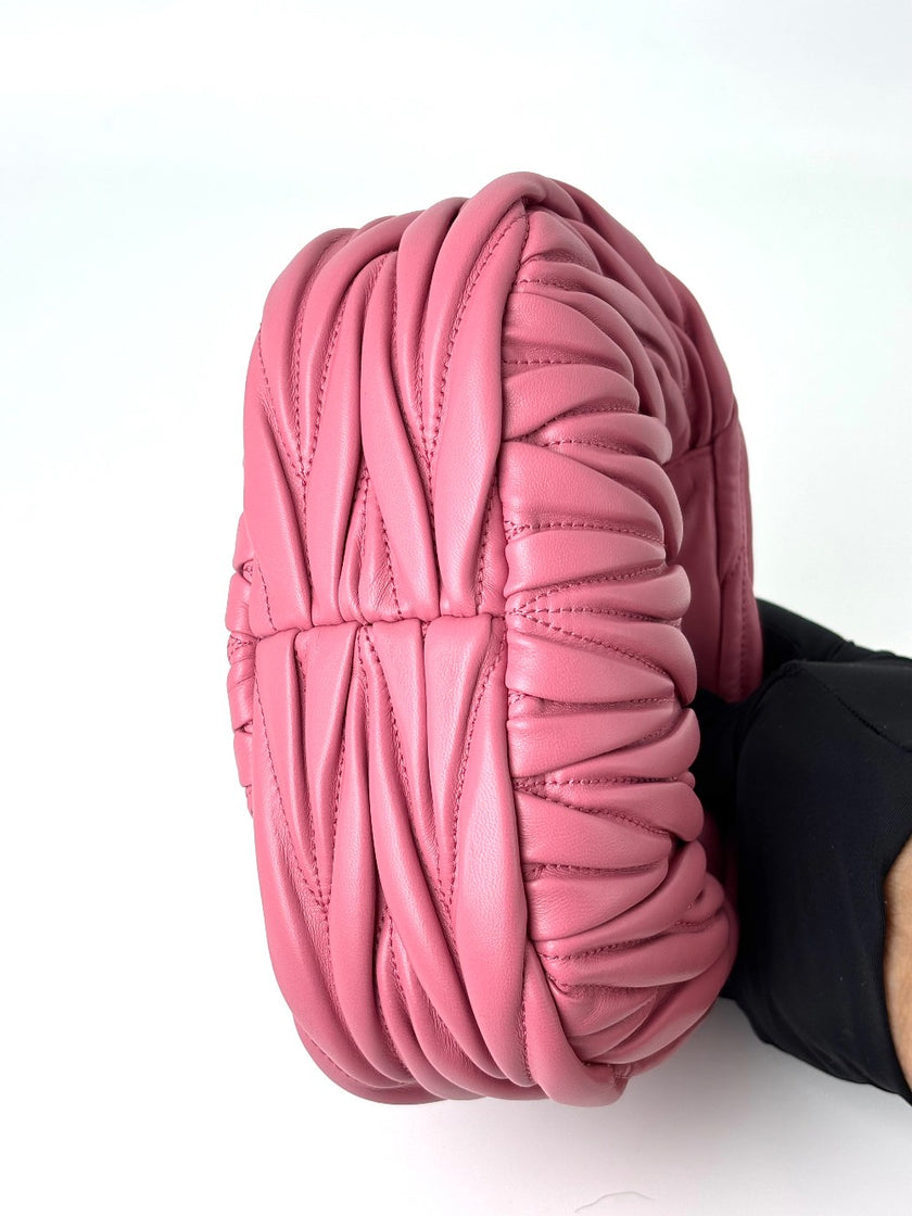 Like New. Miu Miu Wander Matelasse Hobo Bag Pink GHW|6042