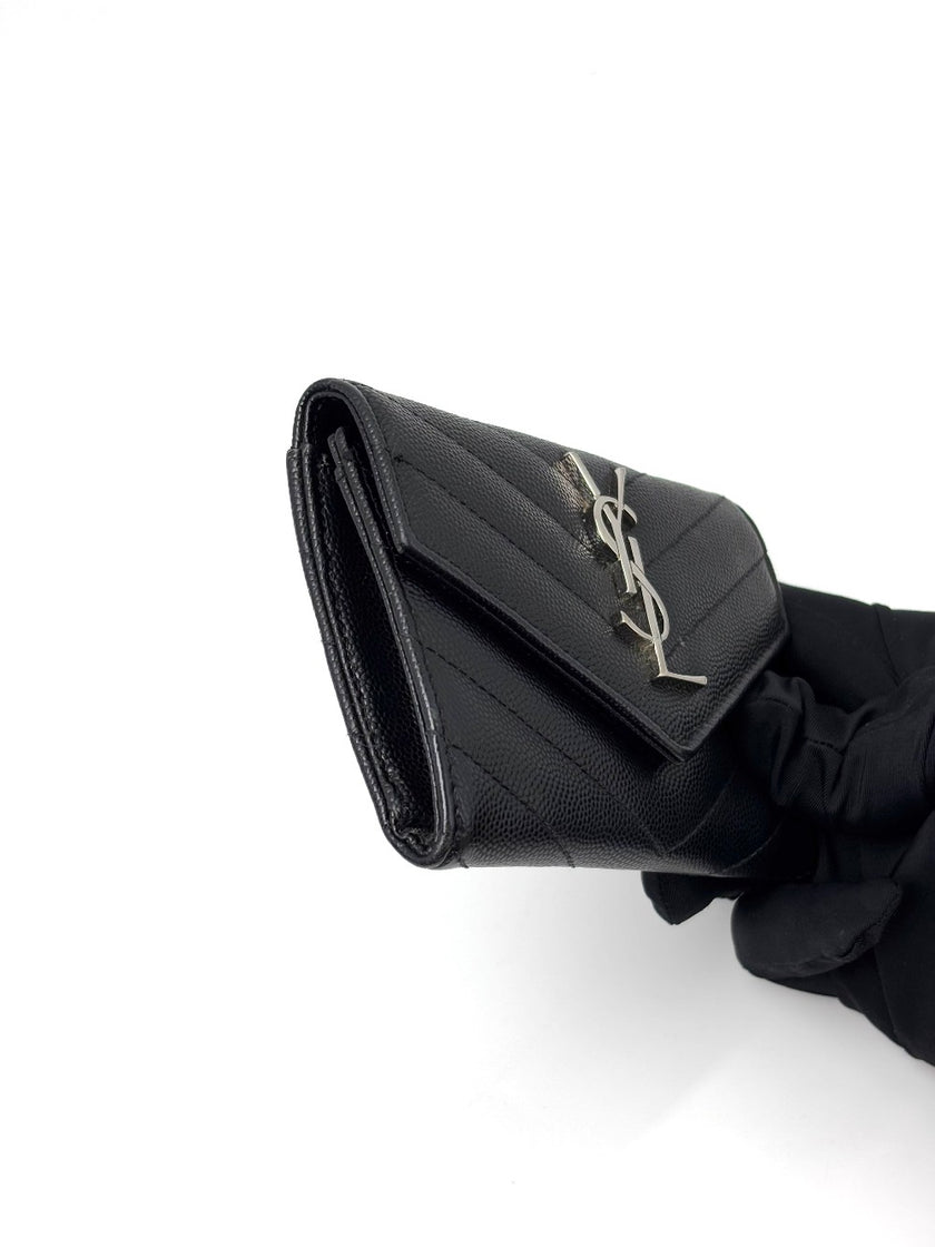 Preowned. YSL Compact Wallet Black|7129