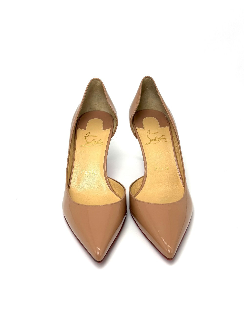 Preowned. Christian Louboutin Heels Nude Patent. 38|6425