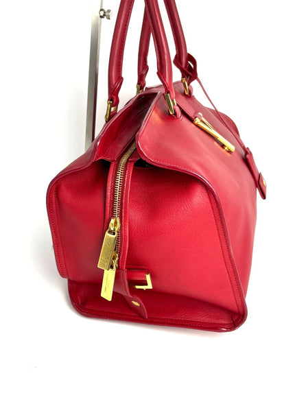 Preowned. YSL Cabas Chyc Medium Bag Calf Red|12449