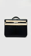 Like New. Hermes Kelly Depeches Briefcase Black Croc PHW. UPI563AP|10196