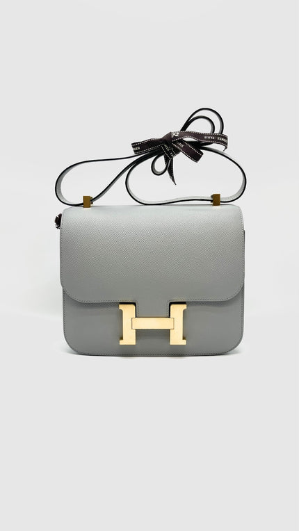 Brand New. Hermes Constance 24 Gris Mouette Epsom GHW. CST509FI|16211