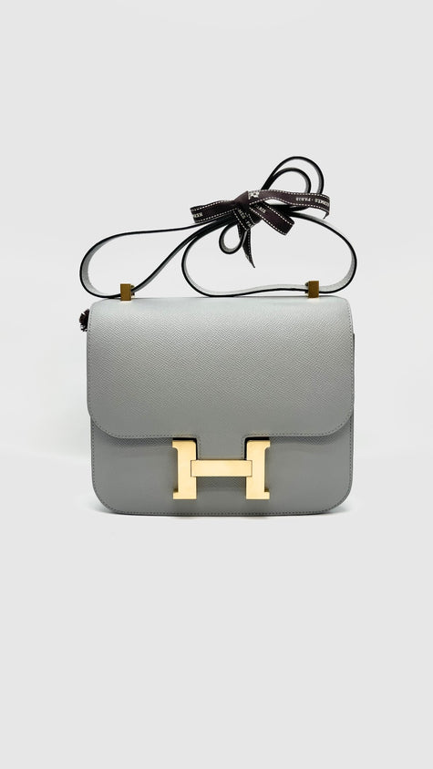 Brand New. Hermes Constance 24 Gris Mouette Epsom GHW. CST509FI|16211
