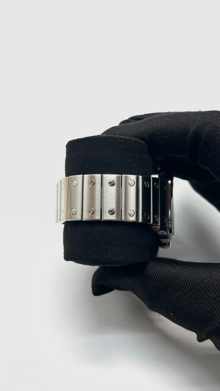 Preowned. Cartier Santos Galbee White Dial Roman All Steel 29MM|16353