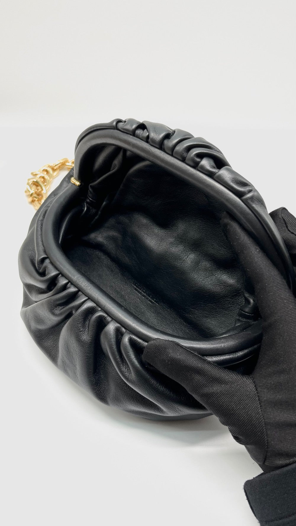 Unused. Bottega Chain Pouch Belt Bag Black. GHW|13406