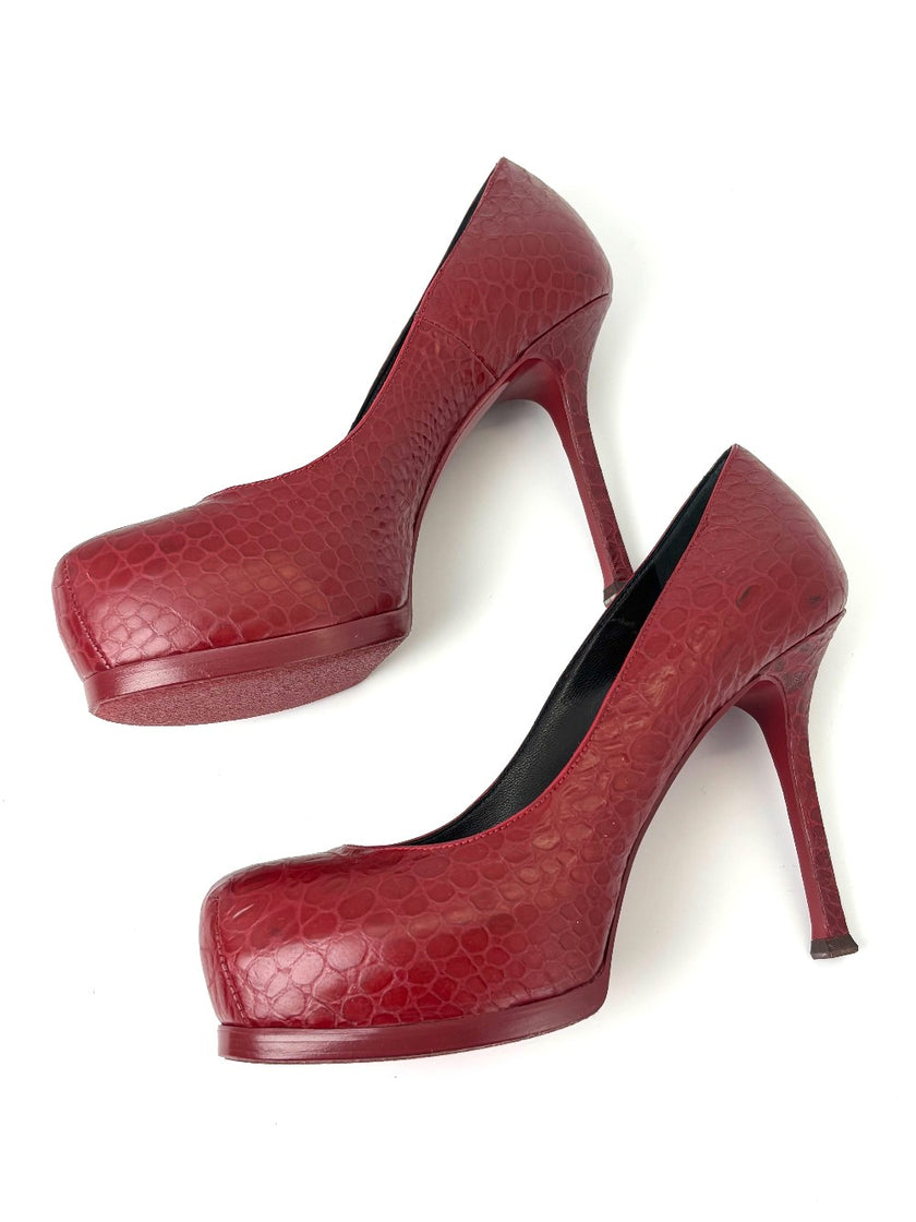 Brand New. YSL Pumps Heel Exotic Red. 36|7472