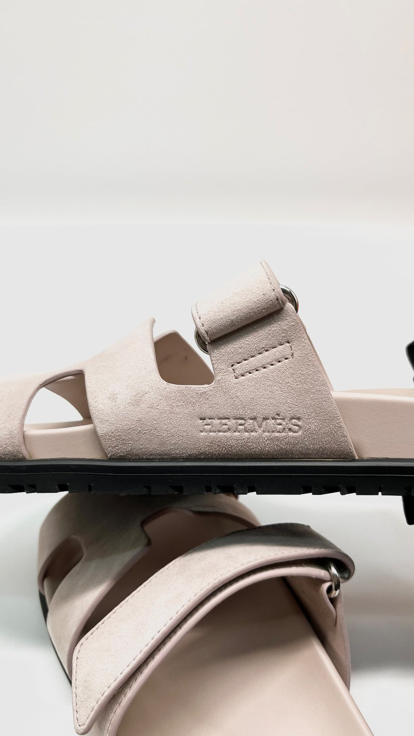 Like New. Hermes Chypre Suede Rose Porcelaine. 37.5|6863