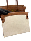 Like New. Hermes 3 in 1 Birkin 30 Fauve Barenia Faubourg and Toile GHW. UAS791NF|17454