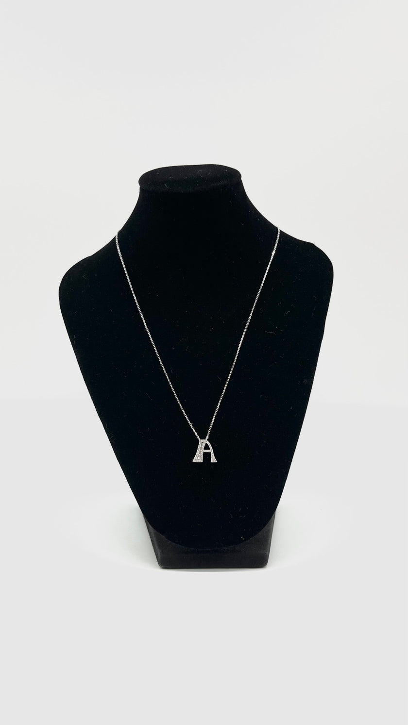 Brand New. HK Setting A Necklace 0.18CT 16'' 14K WG|13509