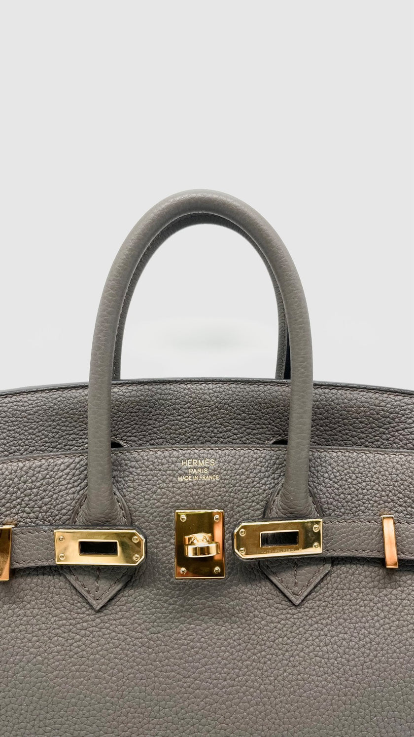 Brand New. Hermes Birkin 25 Etain Togo GHW. DPY837WM|14127