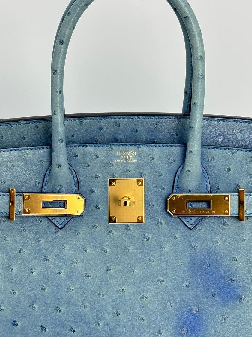 Preowned. Hermes Birkin 30 Ostrich Blue Paradis. DSA963NB|3441