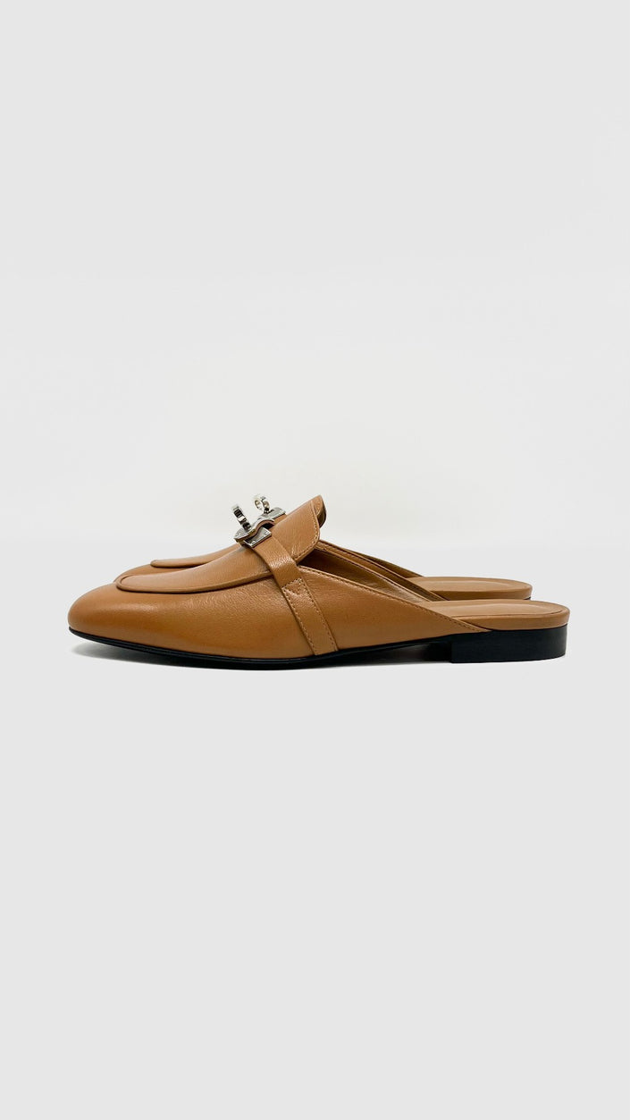 Brand New. Hermes Oz Mule Gold PHW. 37.5|12307