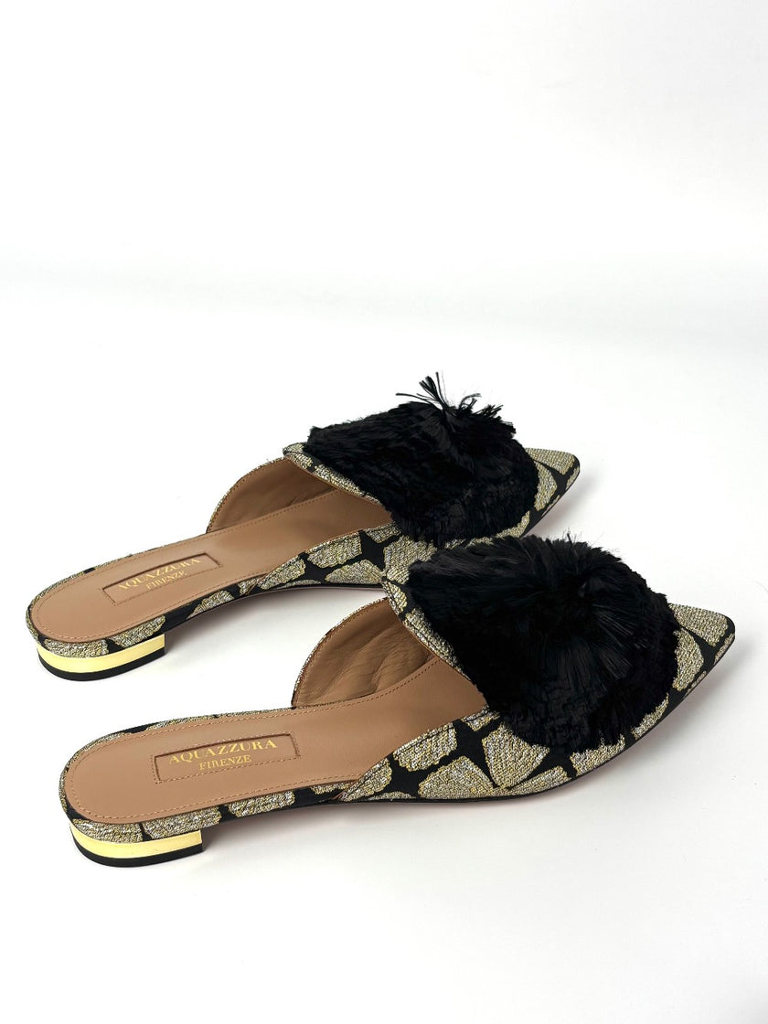 Brand New. Aquazurra Slip On Gold/Black. 36|8987