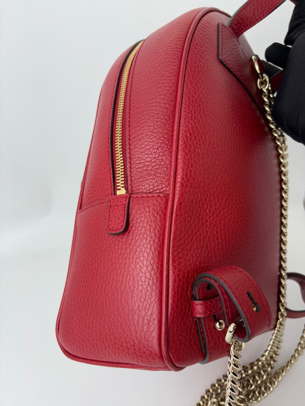 Preowned. Gucci Soho Chain Backpack Red|6395
