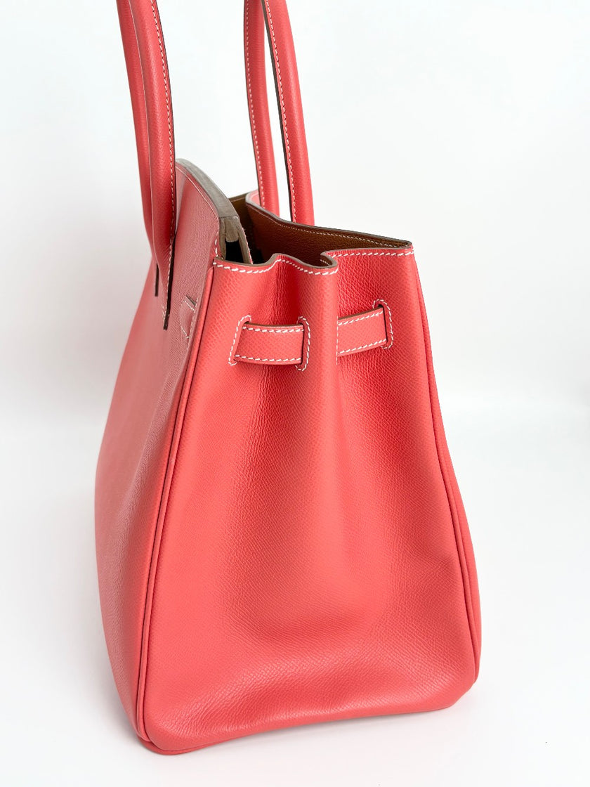 Preowned. Hermes Birkin 35 Flamingo Epsom PHW. P173A|3399