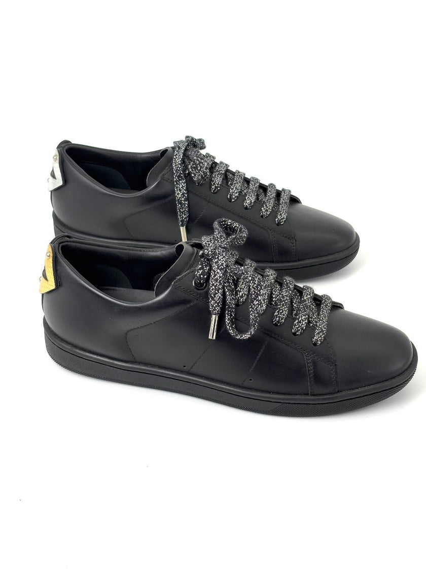 Brand New. YSL Sneakers Black Silver Lace. 38|7242