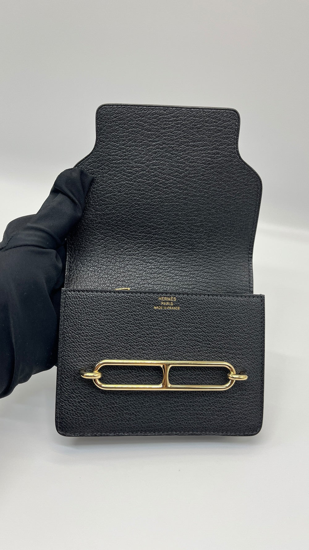 Preowned. Hermes Roulis Slim Passant Black GHW. WAM006UM|5374