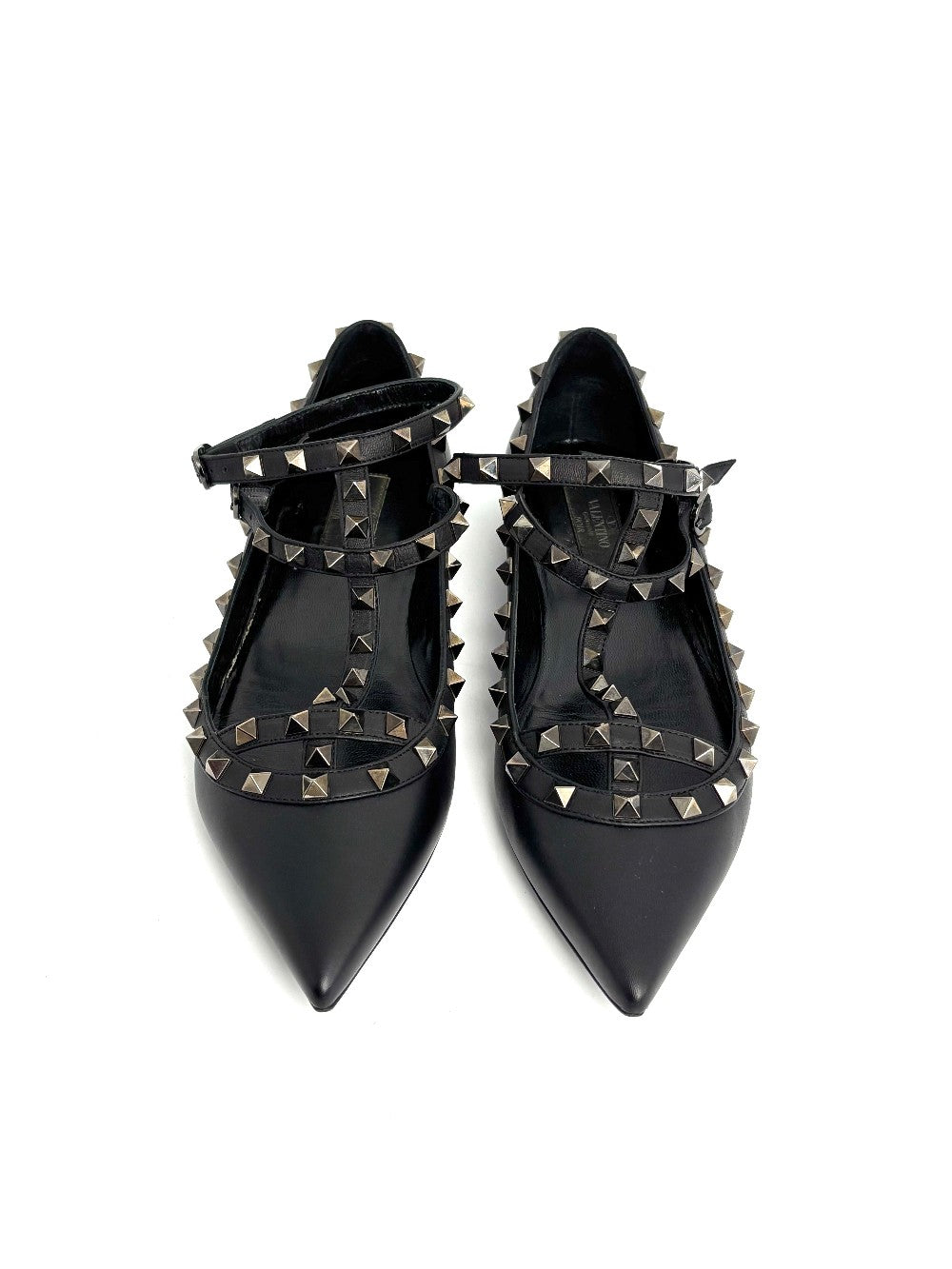 Preowned. Valentino Cage Flats Black. 39.5|12651