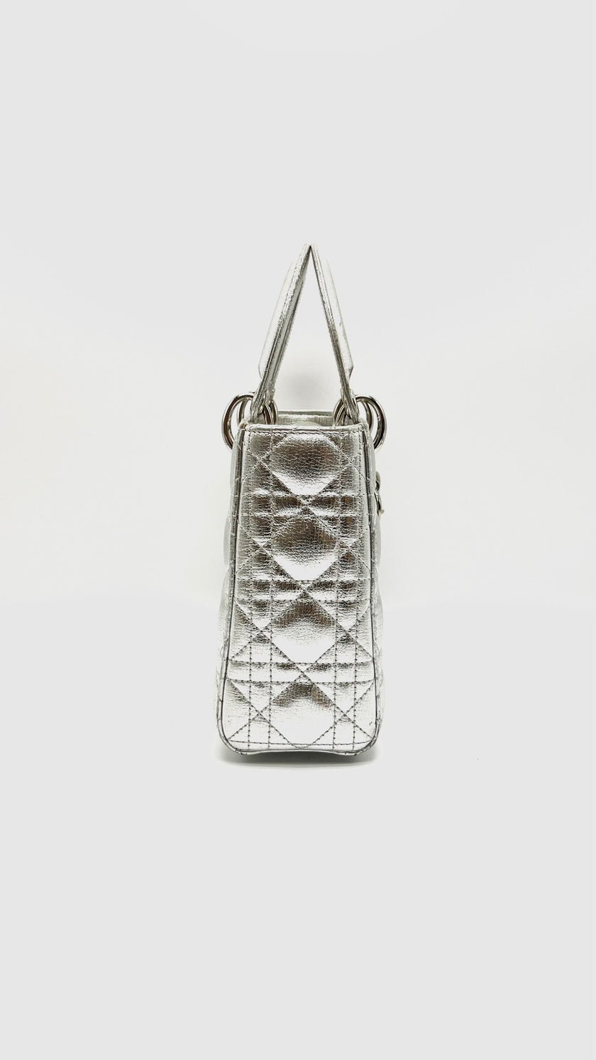 Preowned. Lady Dior Small Silver SHW. 29MA1108|16141