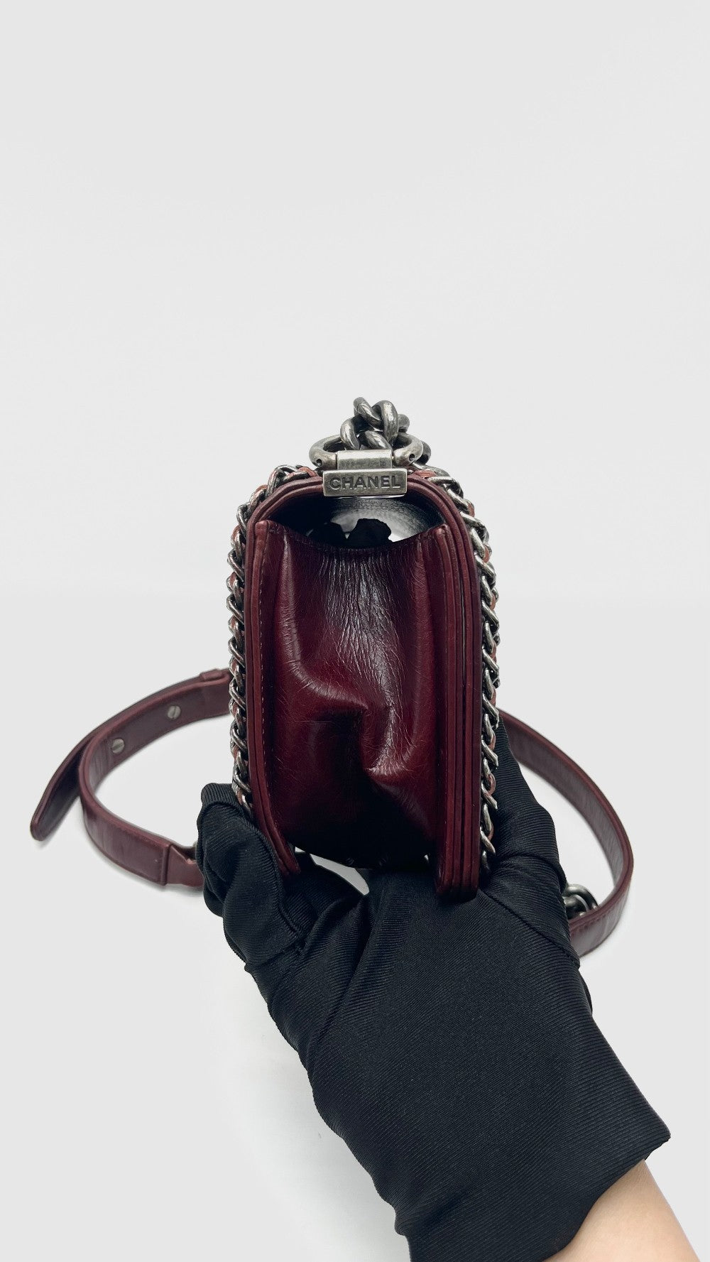 Preowned. Chanel Leboy Small Burgundy Quilted Leather Ruth HW. 20866855|16545